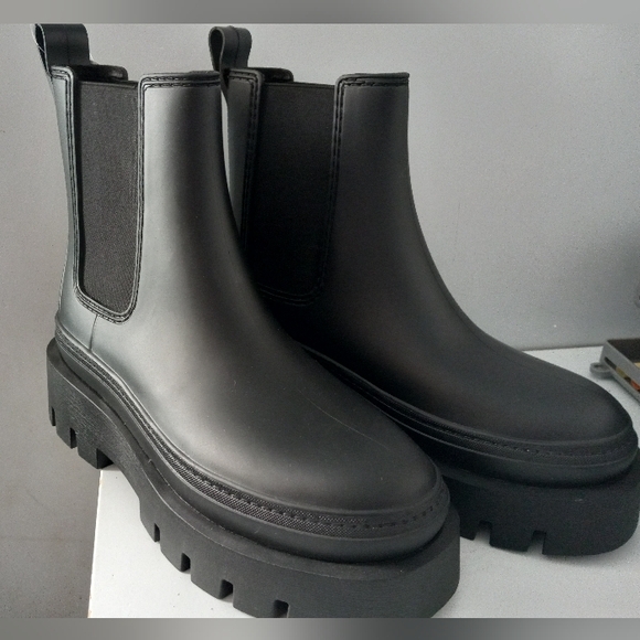Jeffrey Campbell rainboot double plataform black size 7,contemporary, Chunky, - Picture 3 of 11